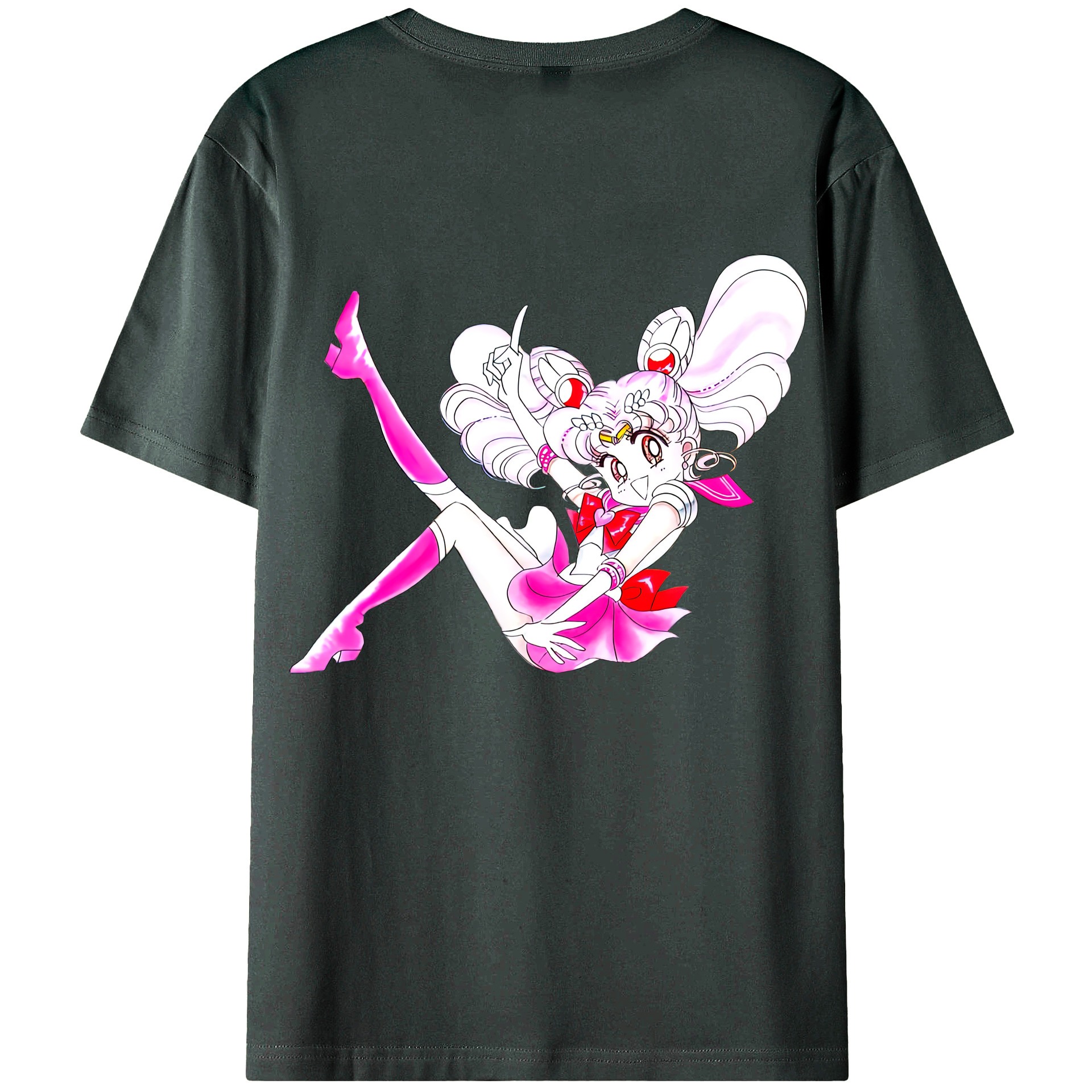 （画像用） 美少女戦士セーラームーン ちびうさ Sailor Moon Chibiusa Tsukino Usagi Small Lady Serenity 綿100％ メンズ半袖Tシャツ（バックプリント） 通気性